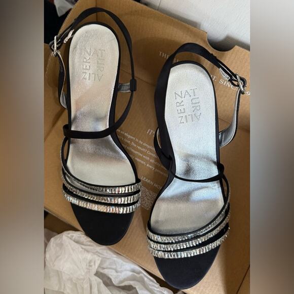 Naturalizer Kimberly 2 Rhinestone Strappy Heels | NWT | Black & Silver - Picture 6 of 10